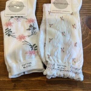 Target  Cotton Blend Floral White and Pink Socks
